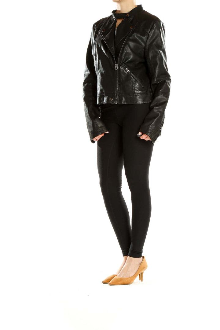 Black Pleather Motorcycle Jacket