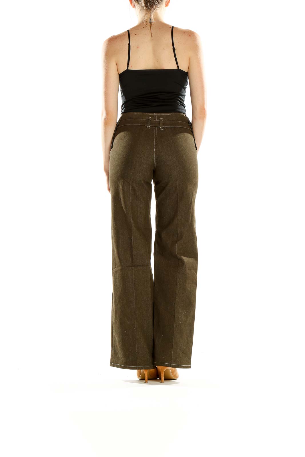 Brown Textured Chic Wide-Leg Pants