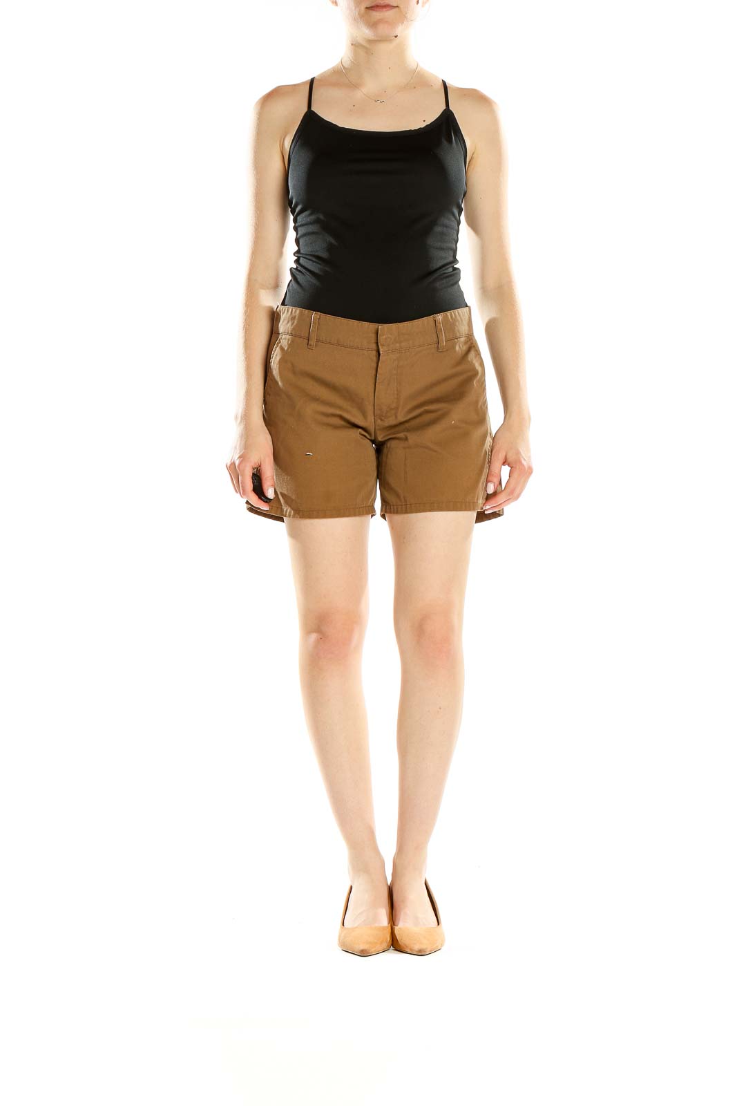 Brown Solid All Day Wear Shorts