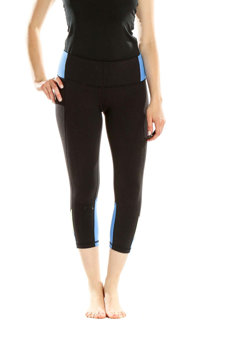 Black Colorblock Activewear Cropped Leggings