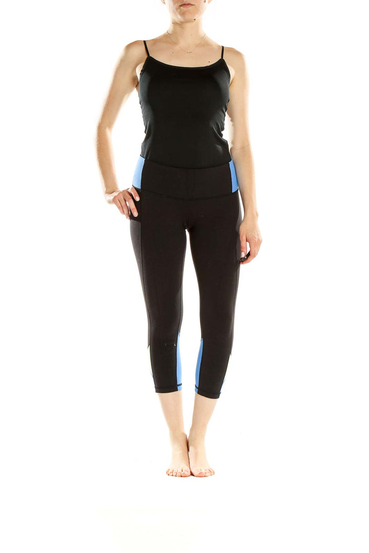 Black Colorblock Activewear Cropped Leggings