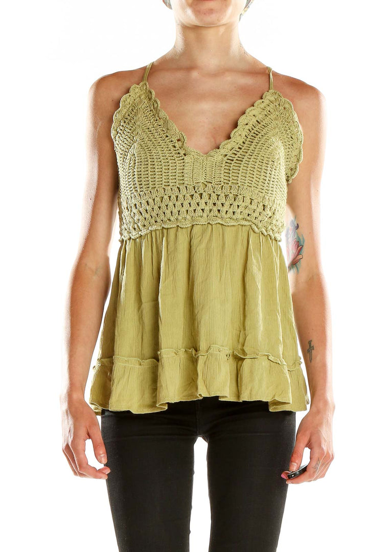 Green Bohemian Crochet Top