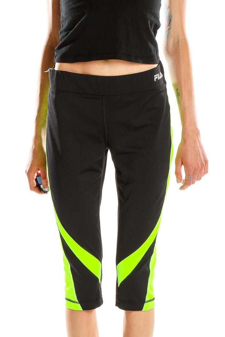 Black Green Cropped Activewear Leggings