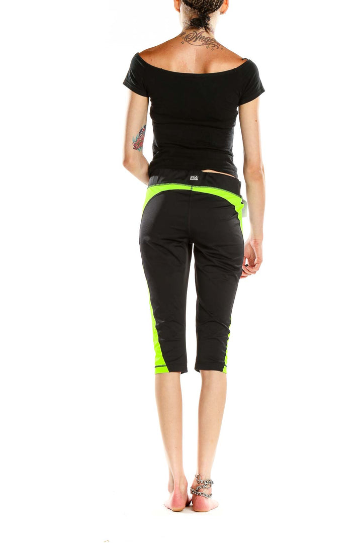 Black Green Cropped Activewear Leggings