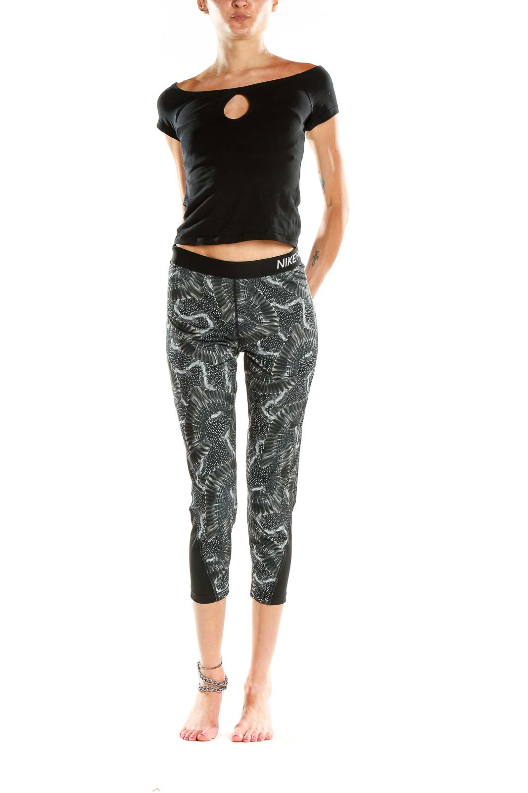 Gray Printed Activewear Leggings