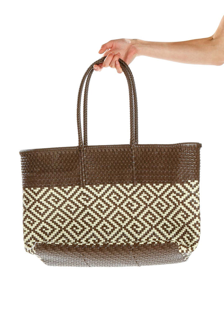 Brown Woven Tote Bag