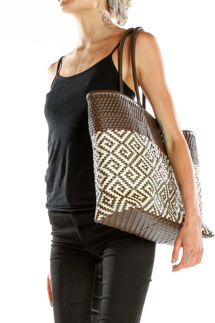 Brown Woven Tote Bag