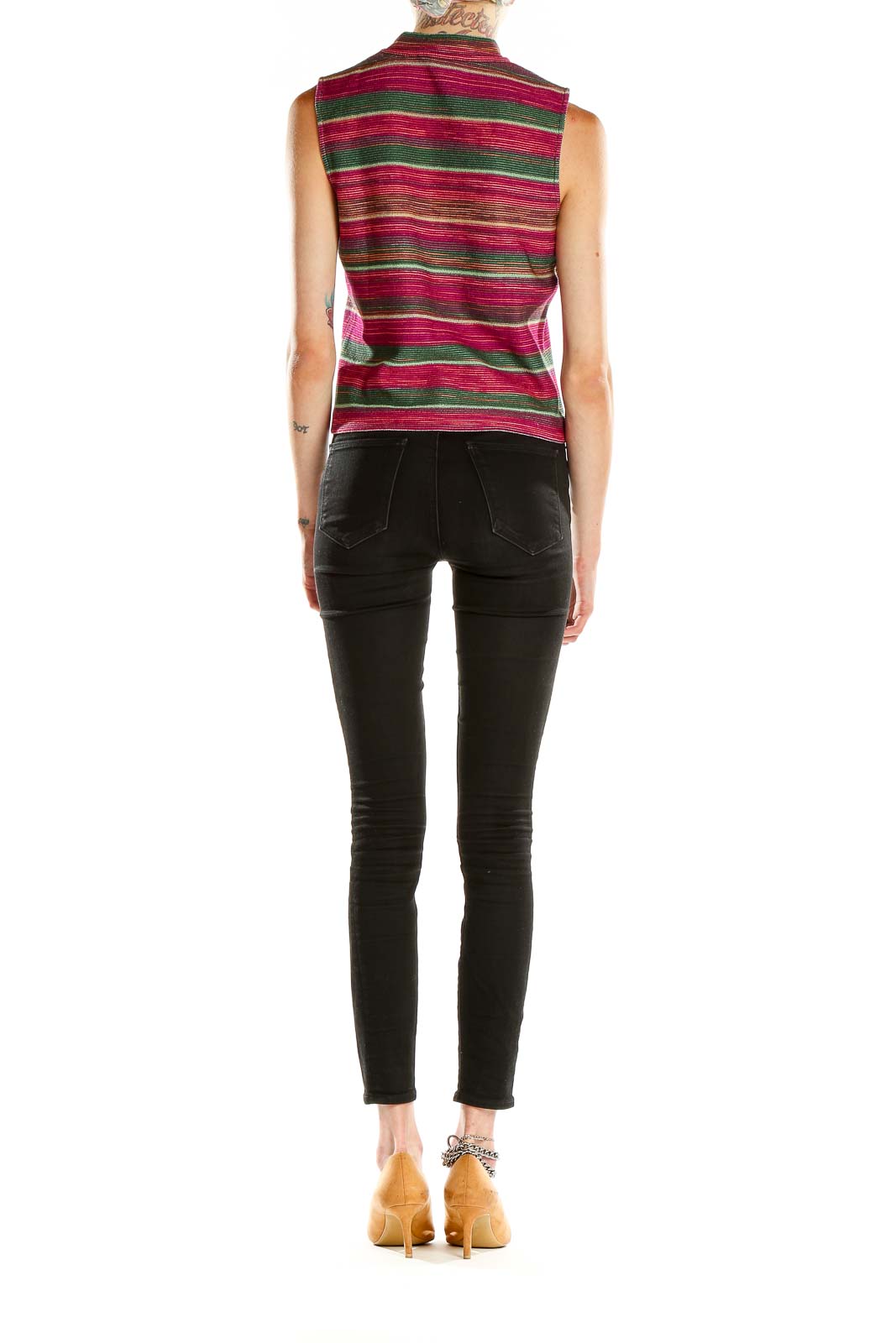 Multicolor Striped Woven Chic Vintage Top