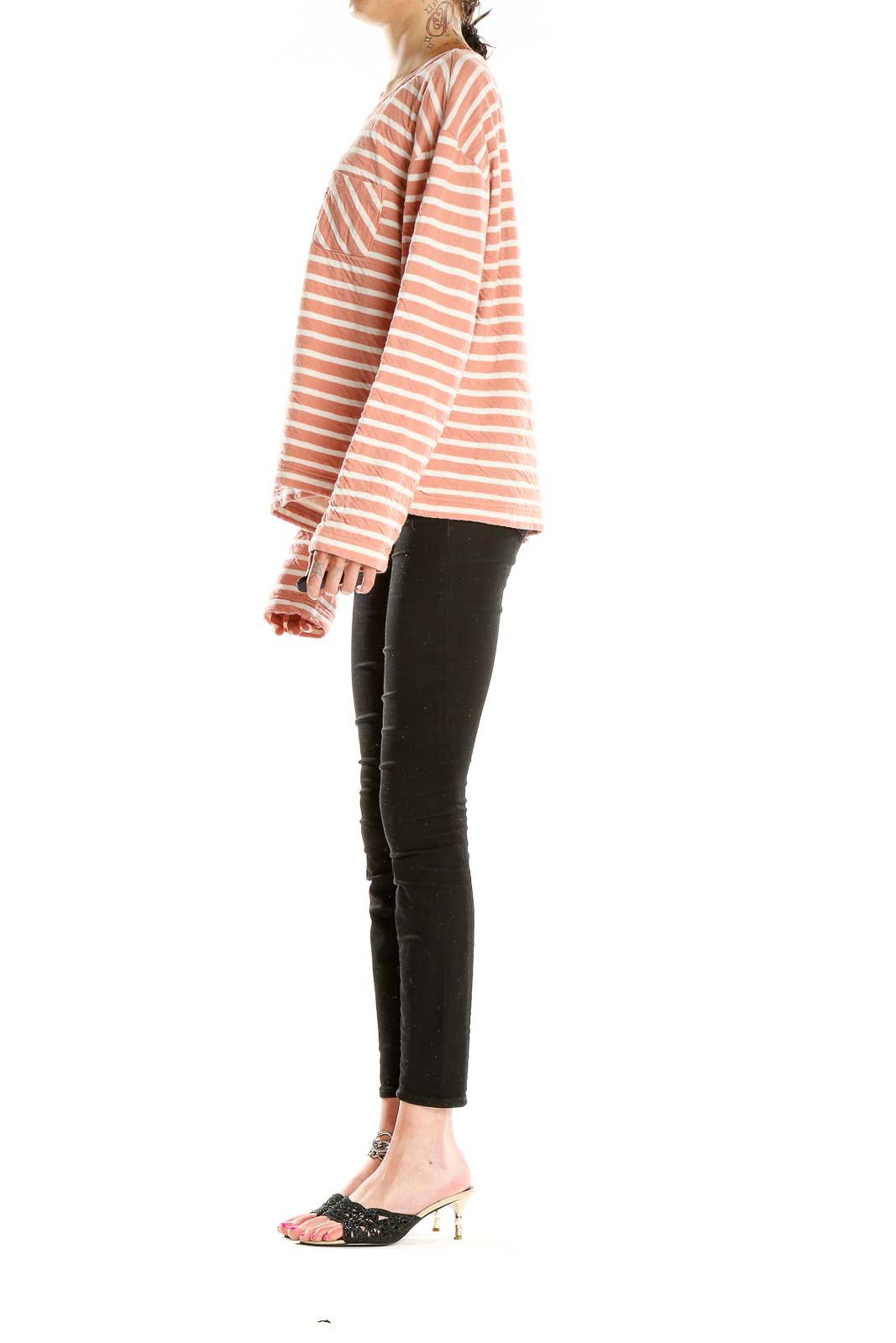 Pink Striped Casual Top