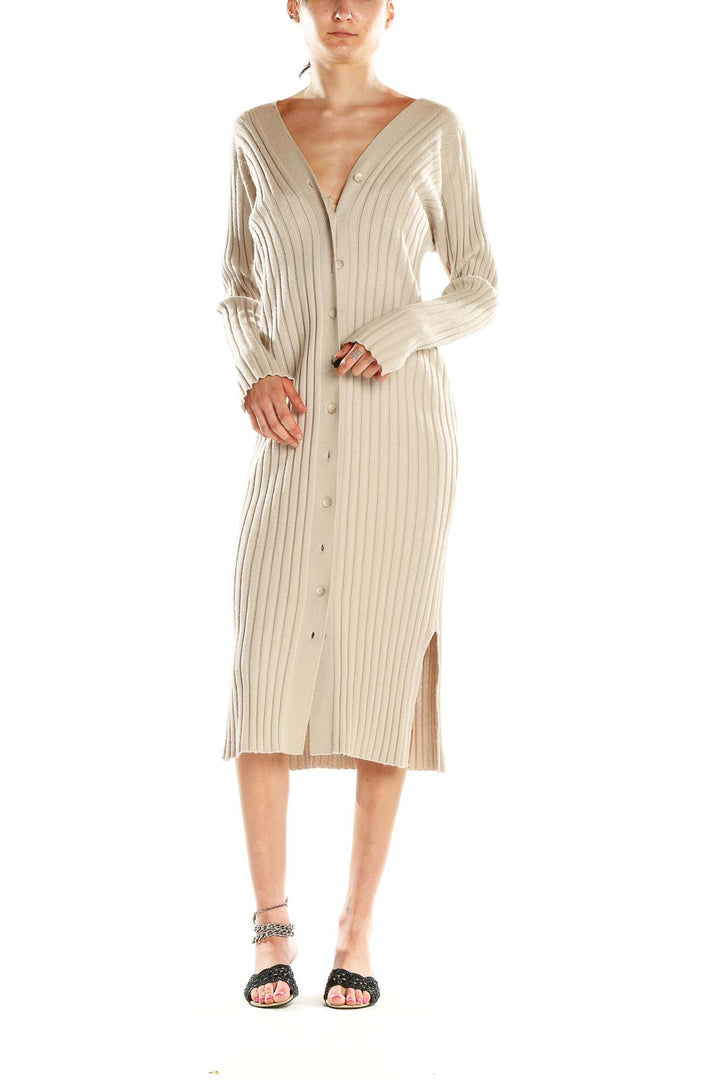 Beige Knit Midi Dress