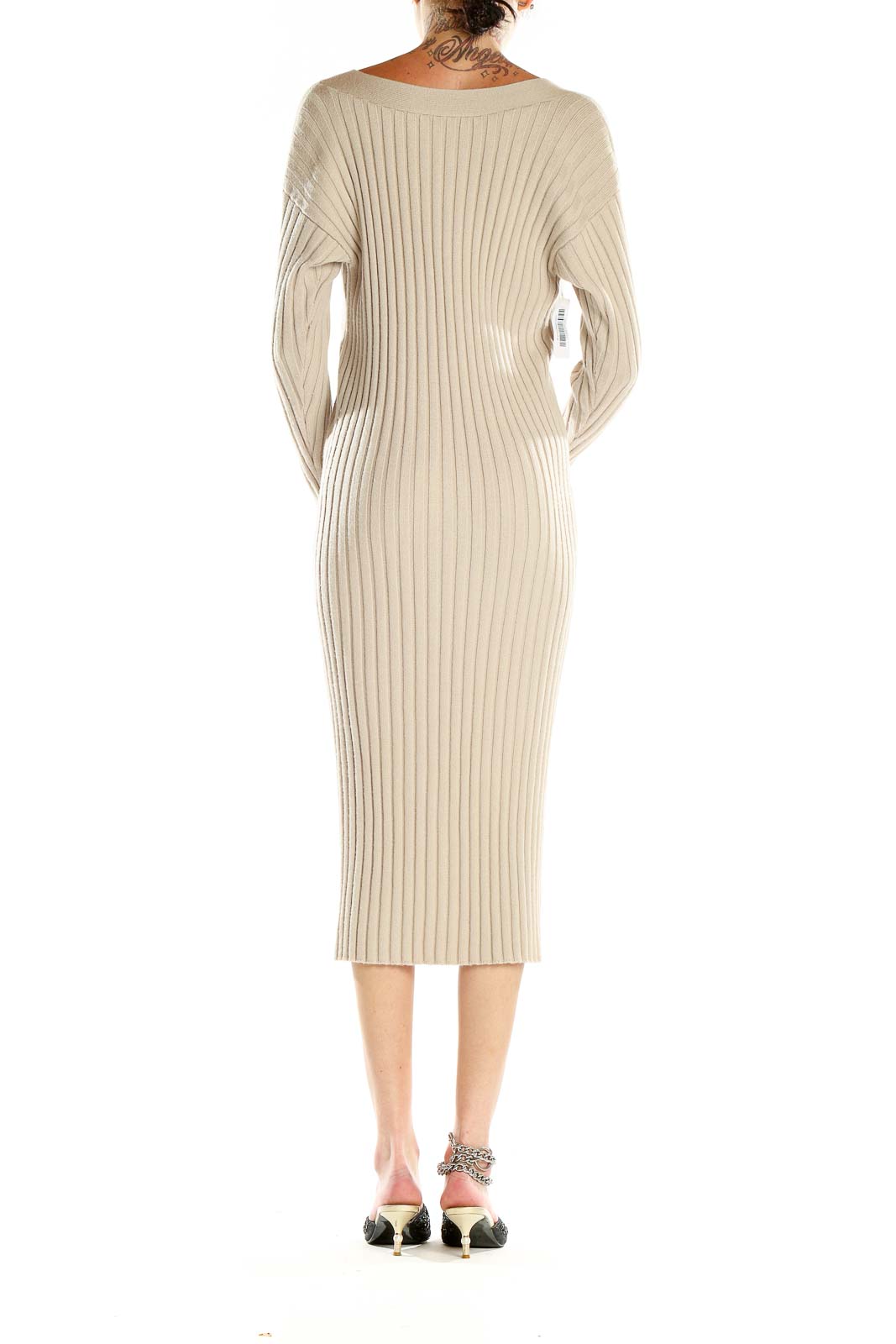 Beige Knit Midi Dress