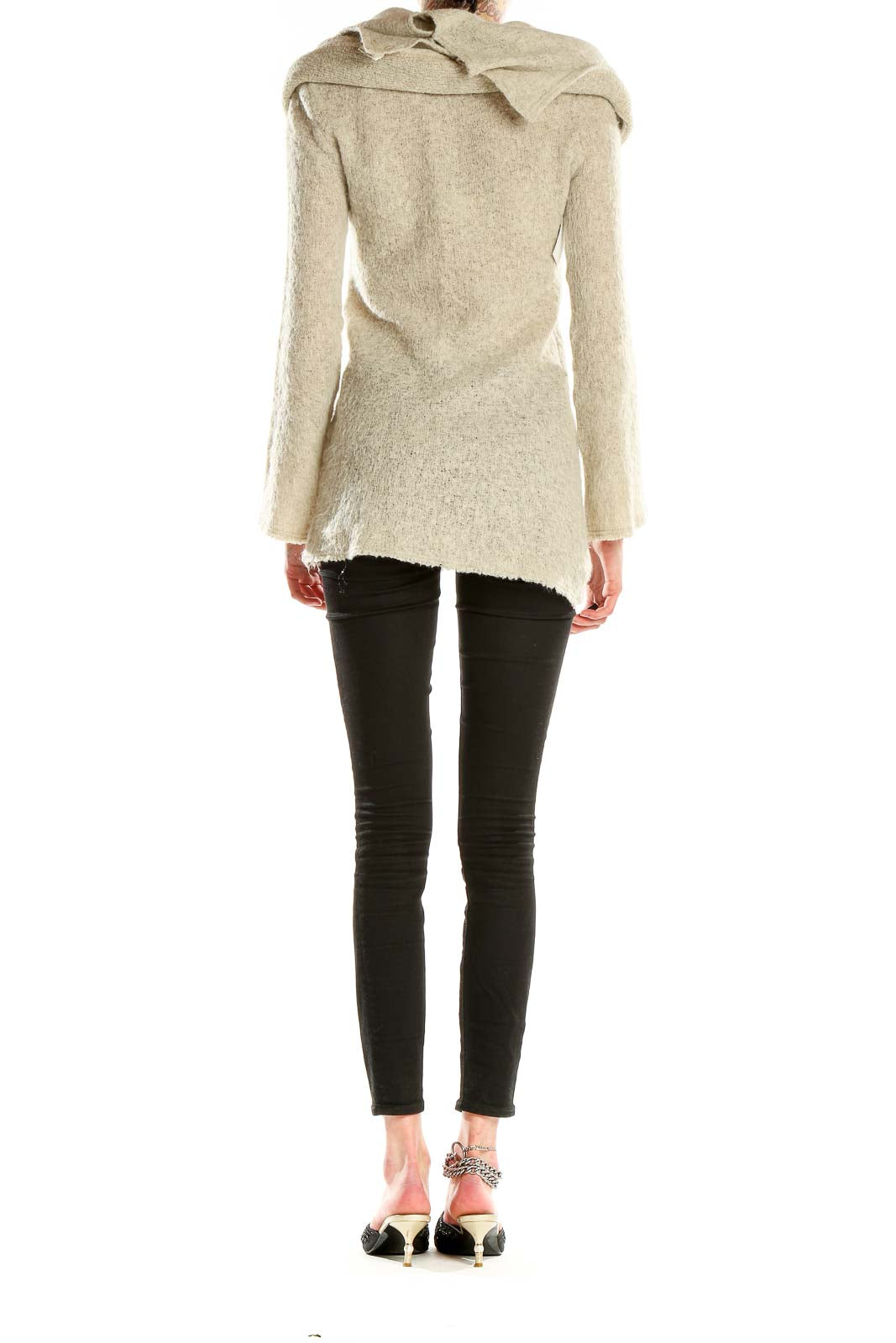 Beige Woven Top With Matching Scarf