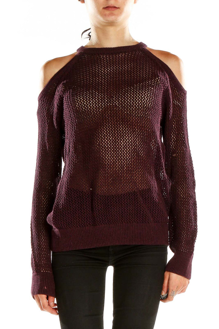 Purple Cold Shoulder Light Sweater