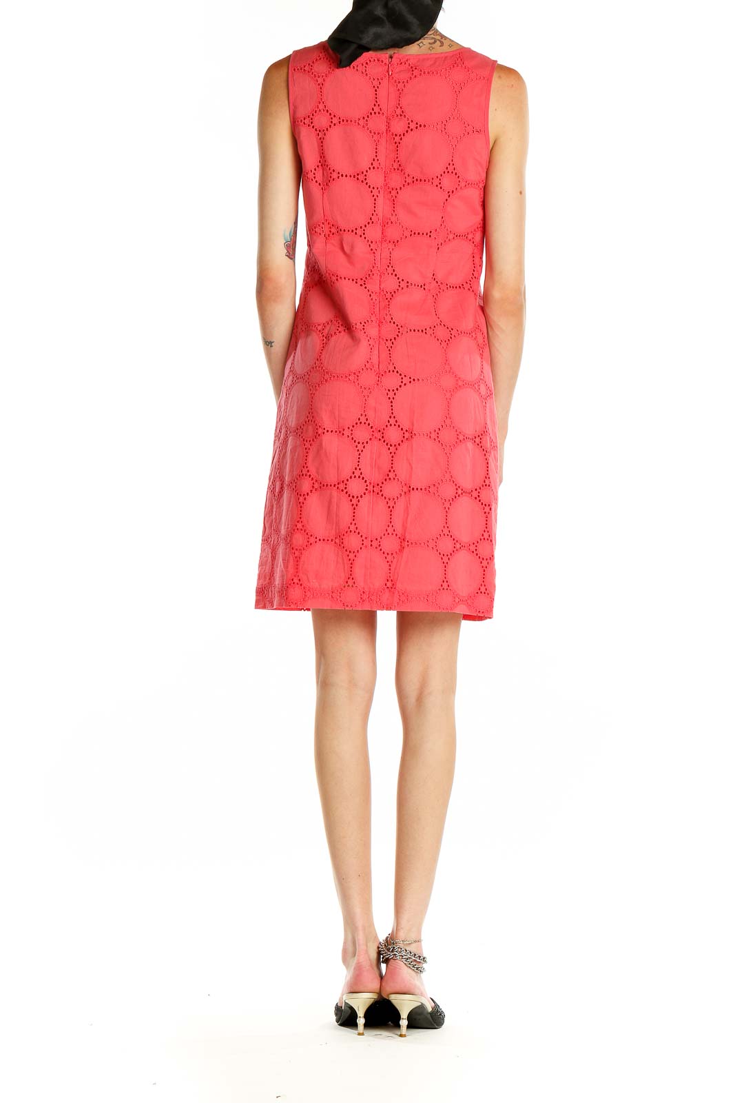 Pink Eyelet Print Shift Dress