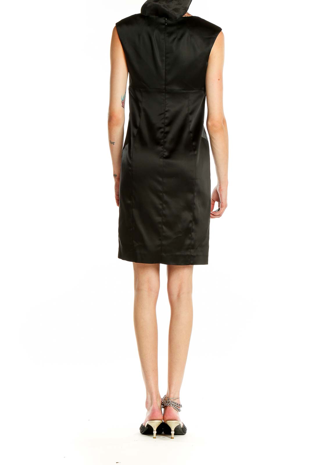 Calvin Klein Black Satin Sheath Dress - Elegant Evening Wear SilkRoll Calvin Klein Black Satin Sheath Dress - Elegant Evening Wear SilkRoll
