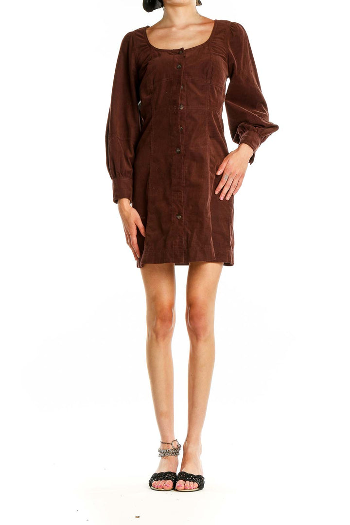 Brown Corduroy Mini Dress