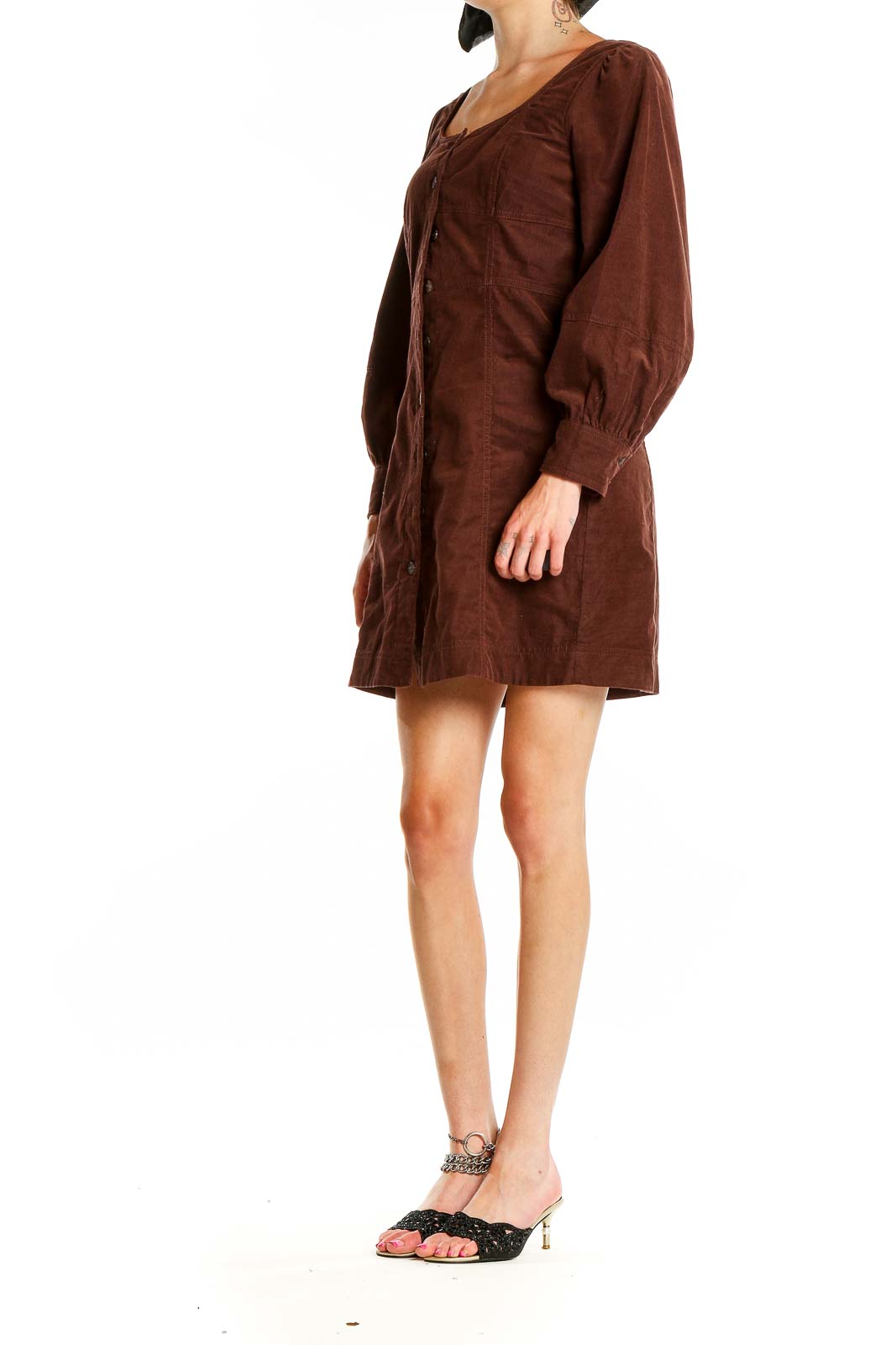 Brown Corduroy Mini Dress