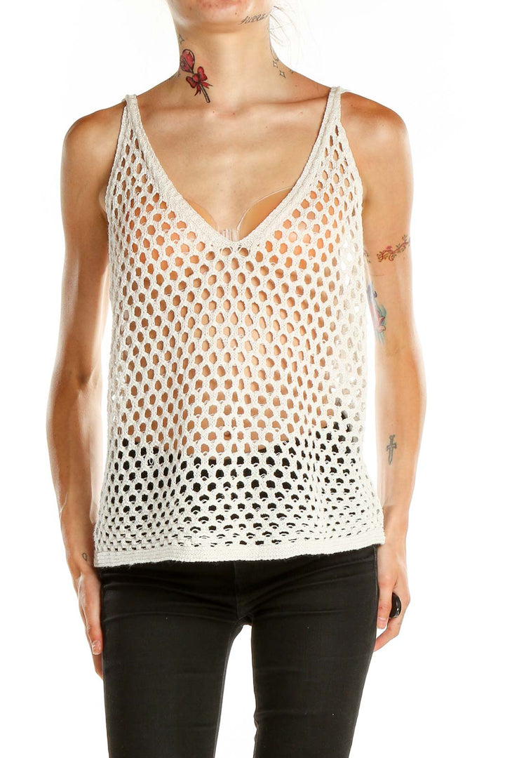 White Crochet Tank Top