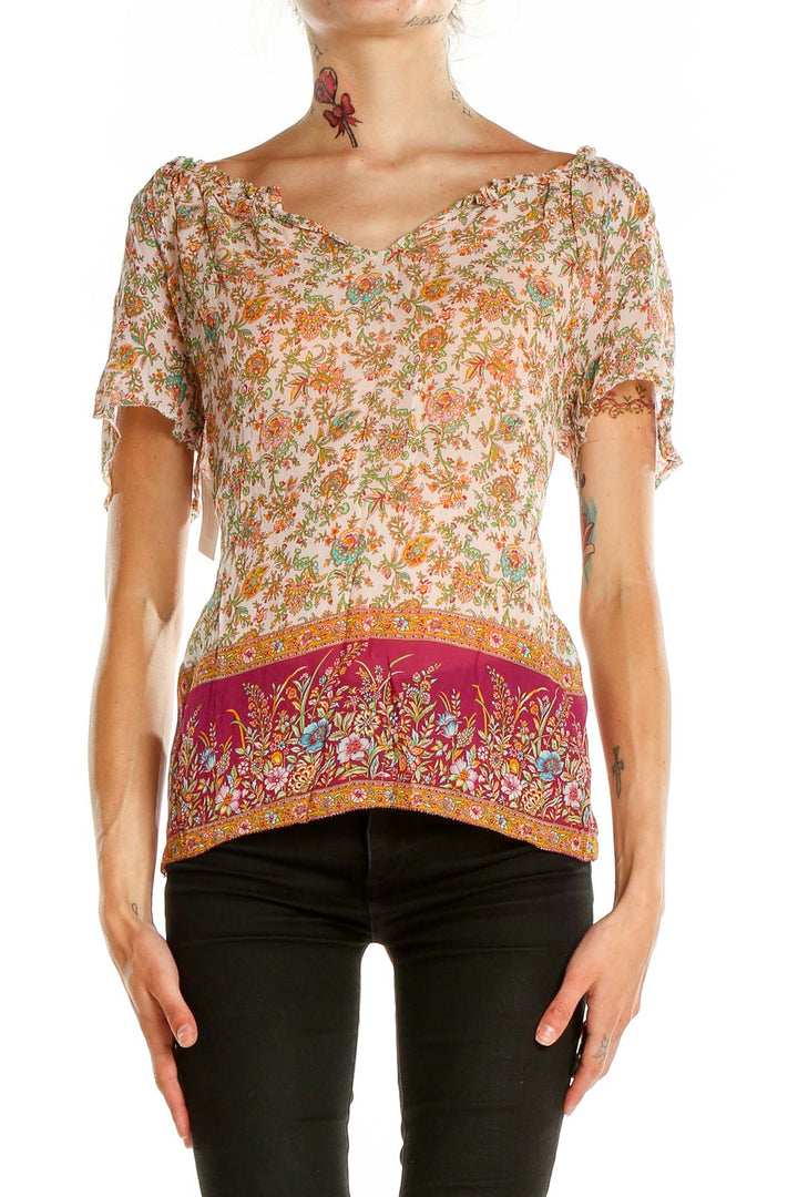 Multicolor Floral Print Retro Blouse