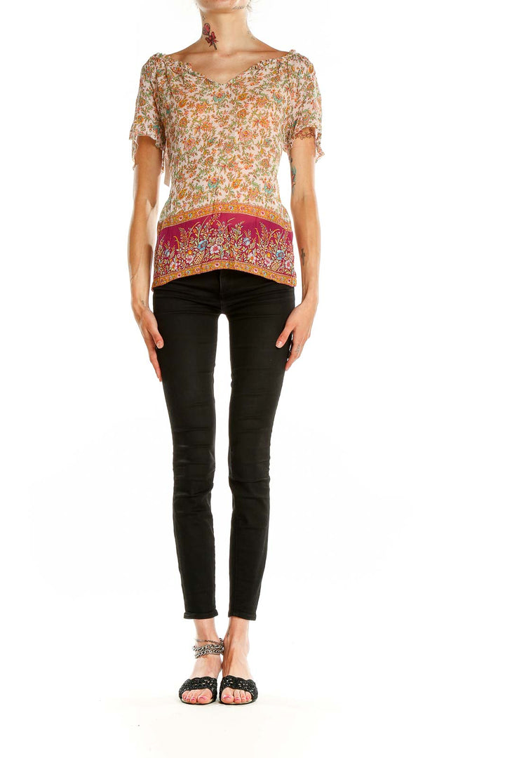 Multicolor Floral Print Retro Blouse