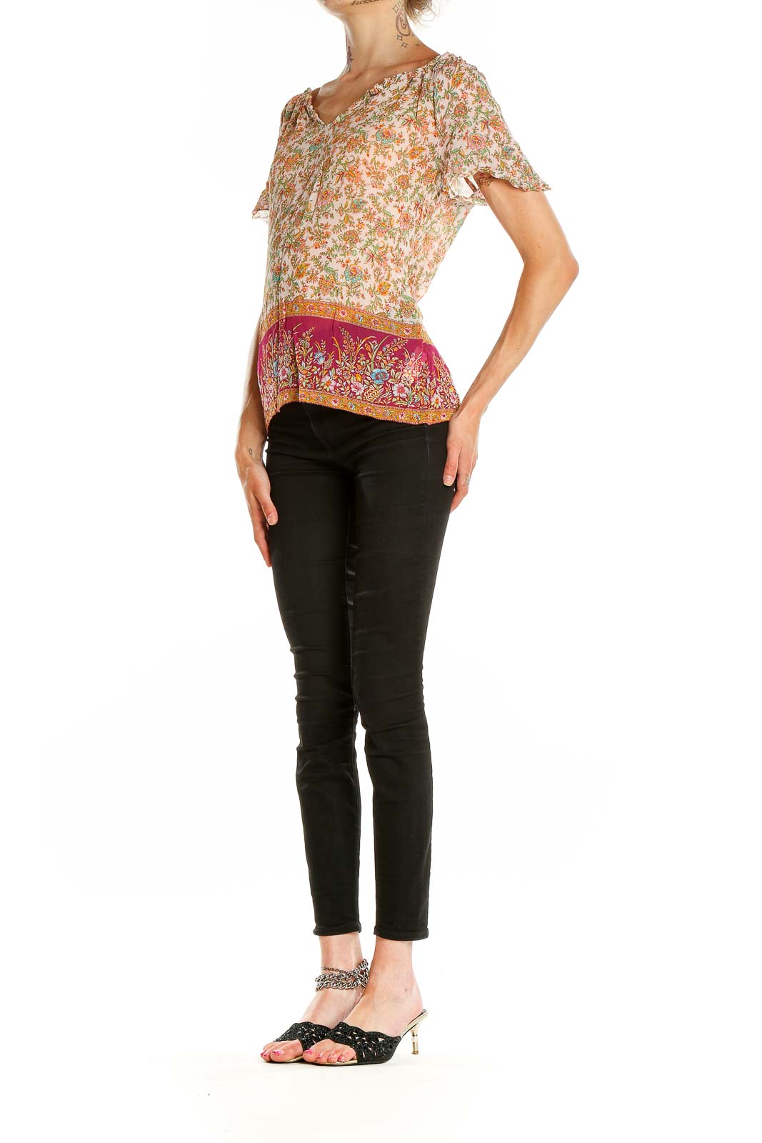 Multicolor Floral Print Retro Blouse