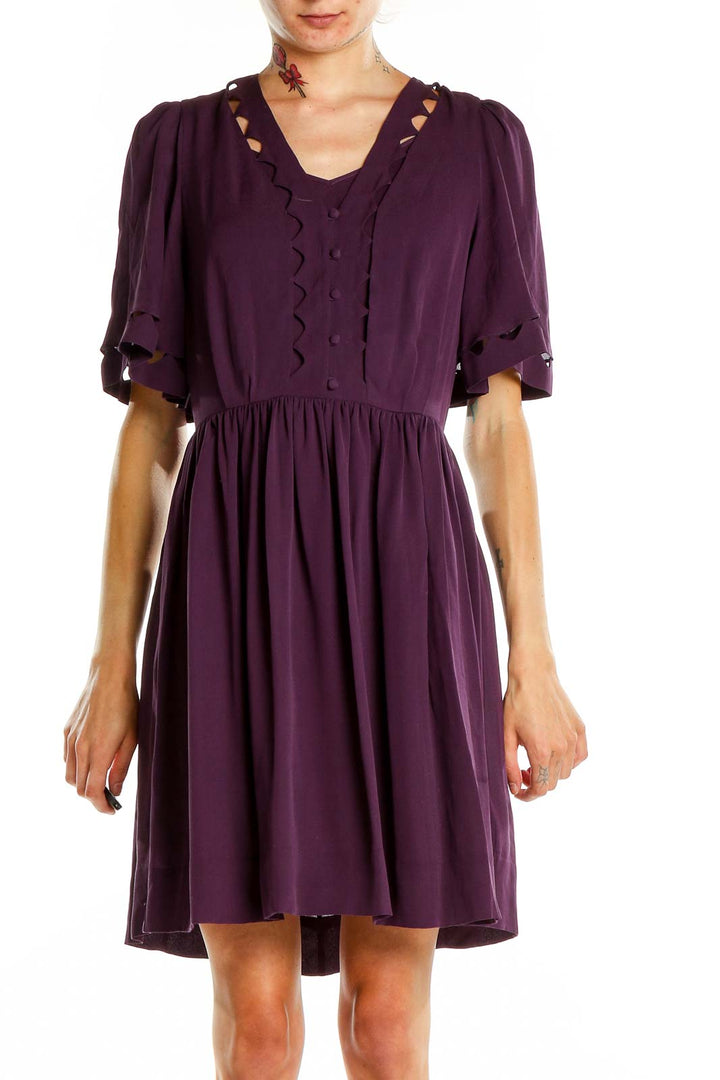 Purple Silk Fit & Flare Dress