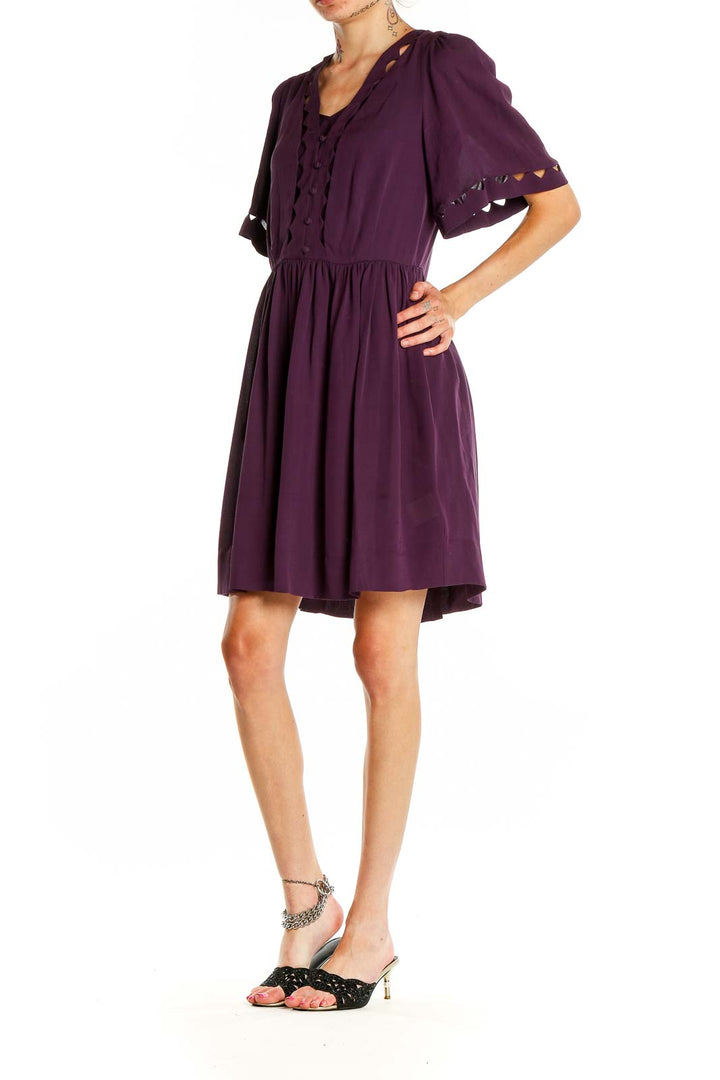 Purple Silk Fit & Flare Dress