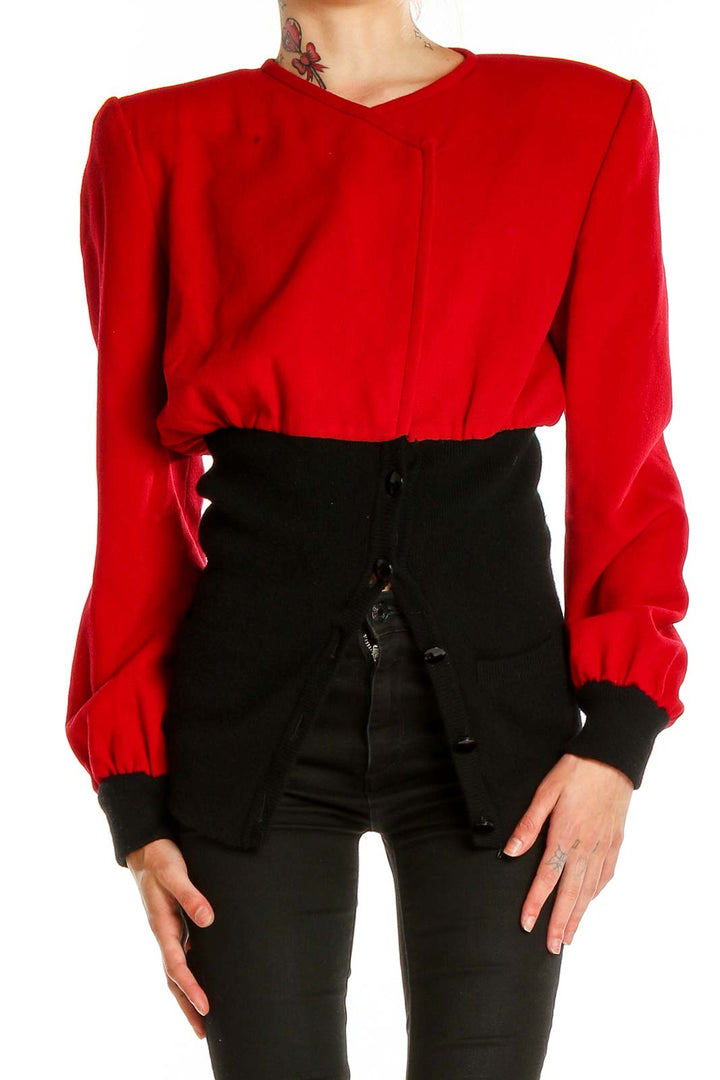 Red Black Colorblock Retro Jacket