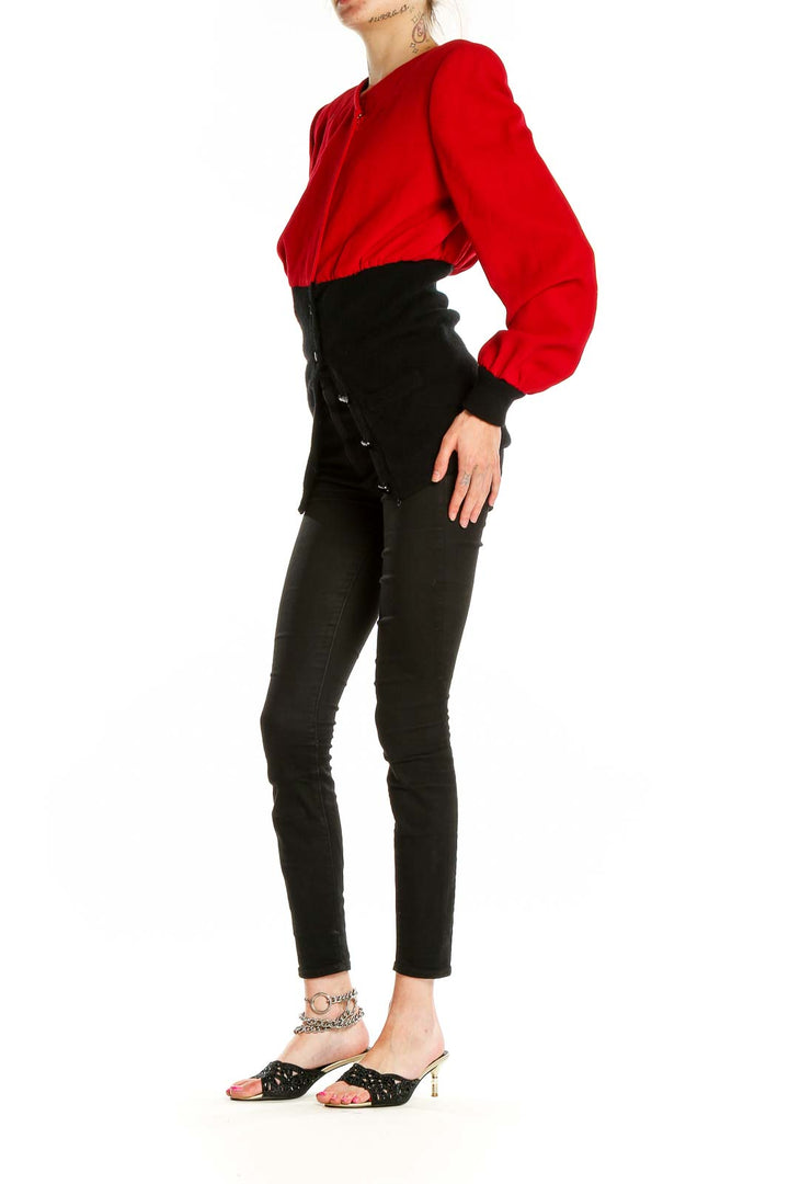 Red Black Colorblock Retro Jacket