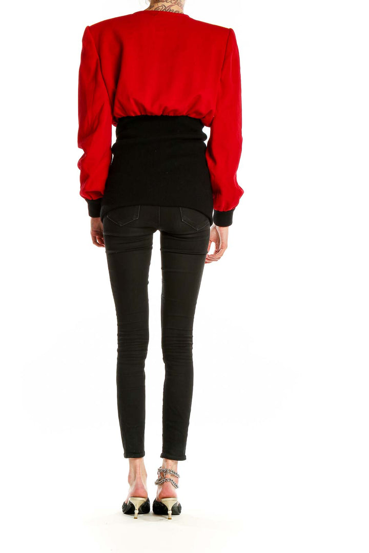 Red Black Colorblock Retro Jacket