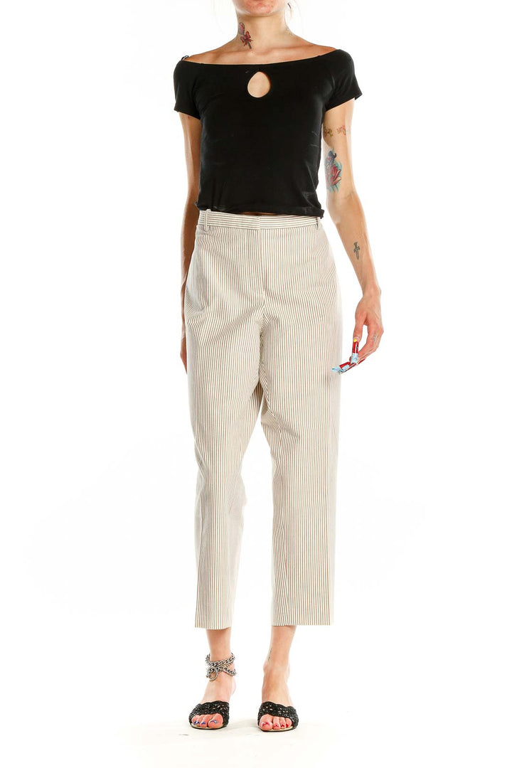 Beige Striped Pants