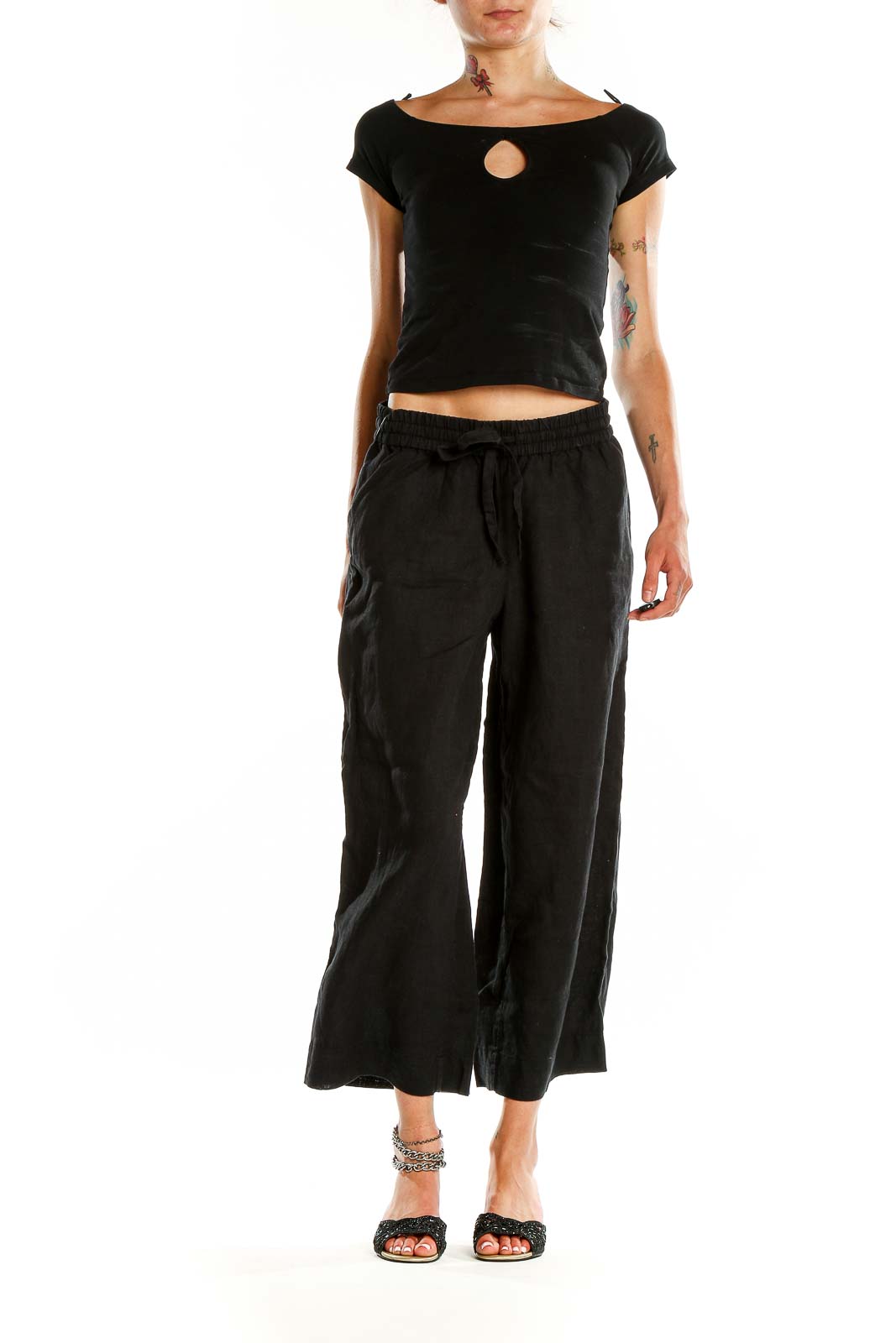 Black Linen Wide Leg Pants