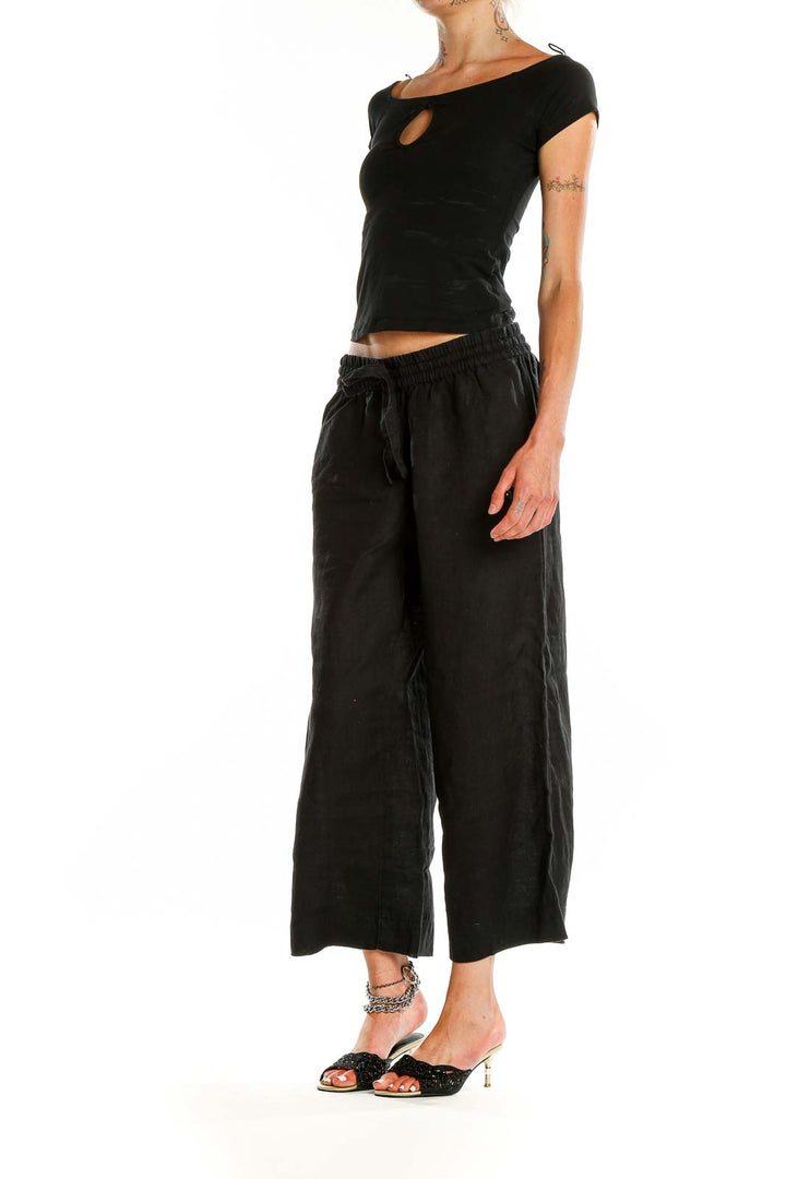 Black Linen Wide Leg Pants