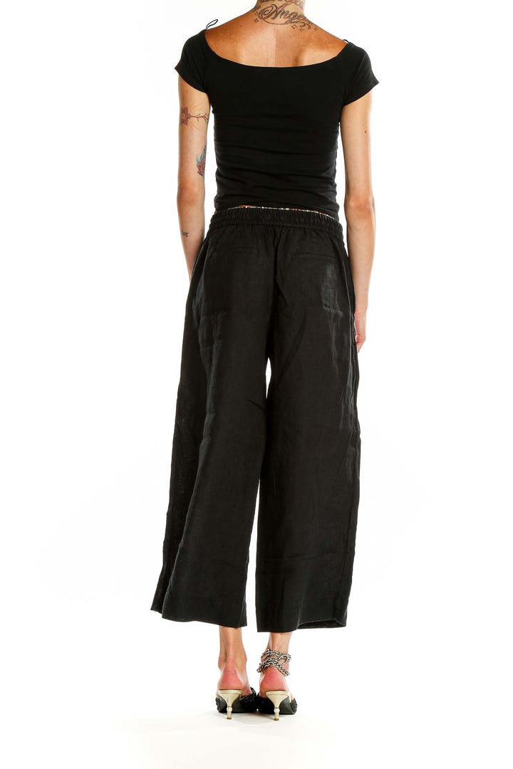 Black Linen Wide Leg Pants