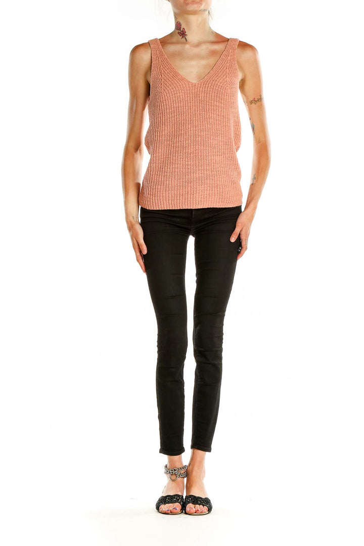 Pink Casual Knit Top