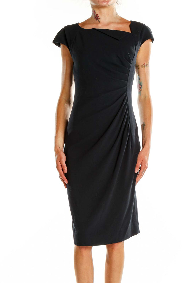 Navy Sheath Solid Work Dress