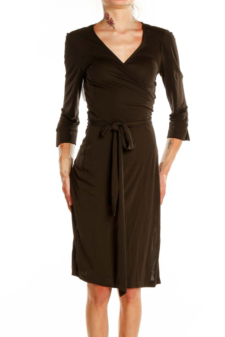 Brown Classic Wrap Dress