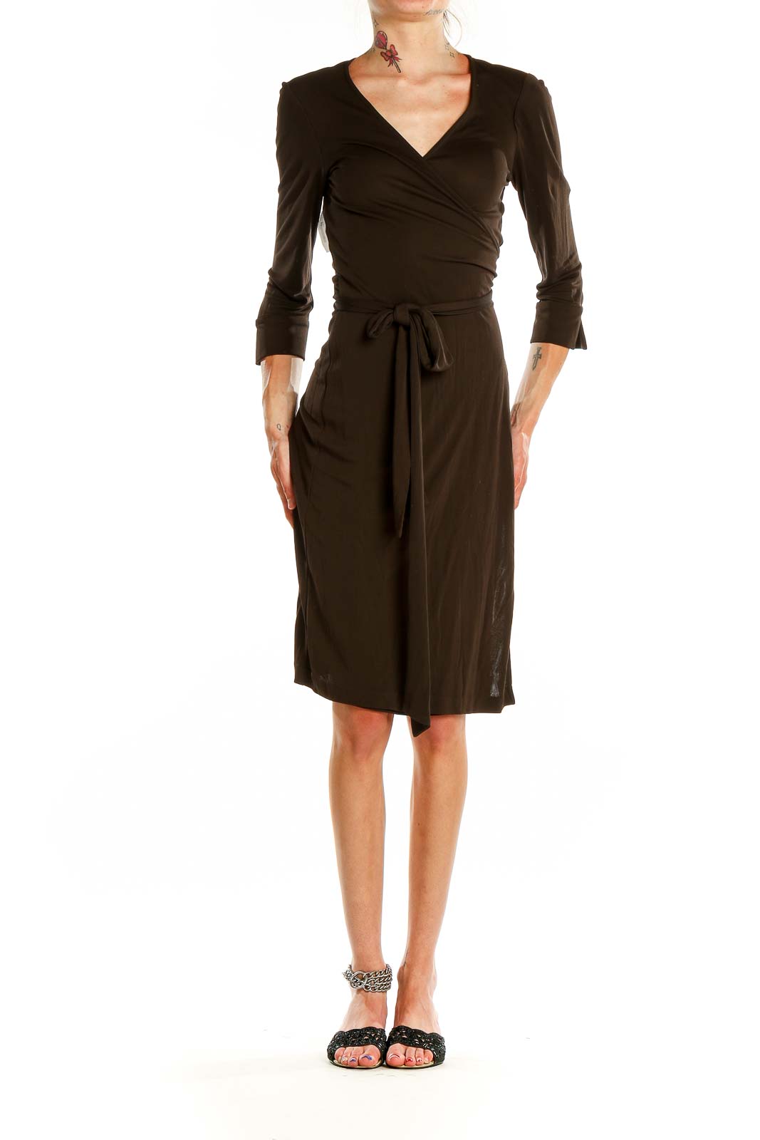 Brown Classic Wrap Dress