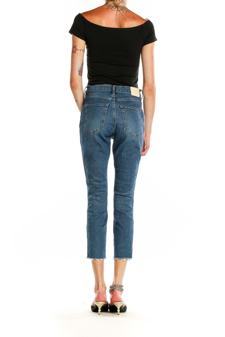 Blue Cropped High Waisted Jeans