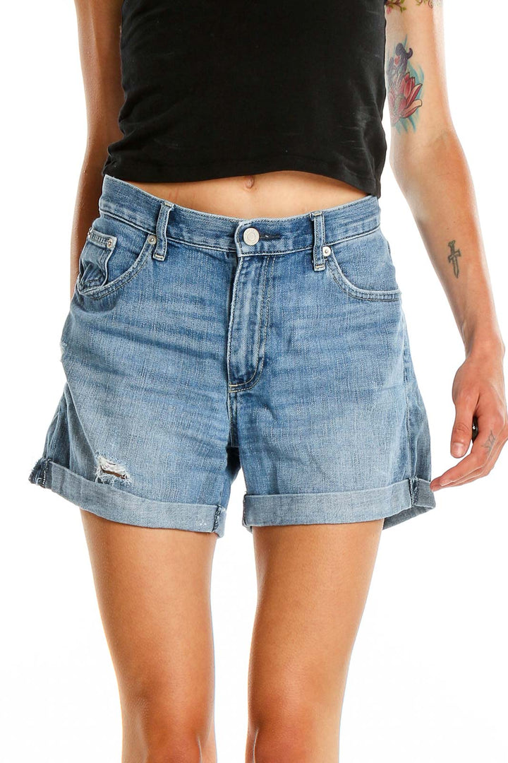 Blue Casual Denim Shorts