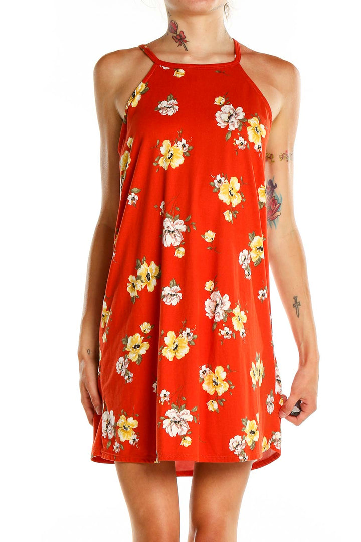 Red Floral Print Day Dress