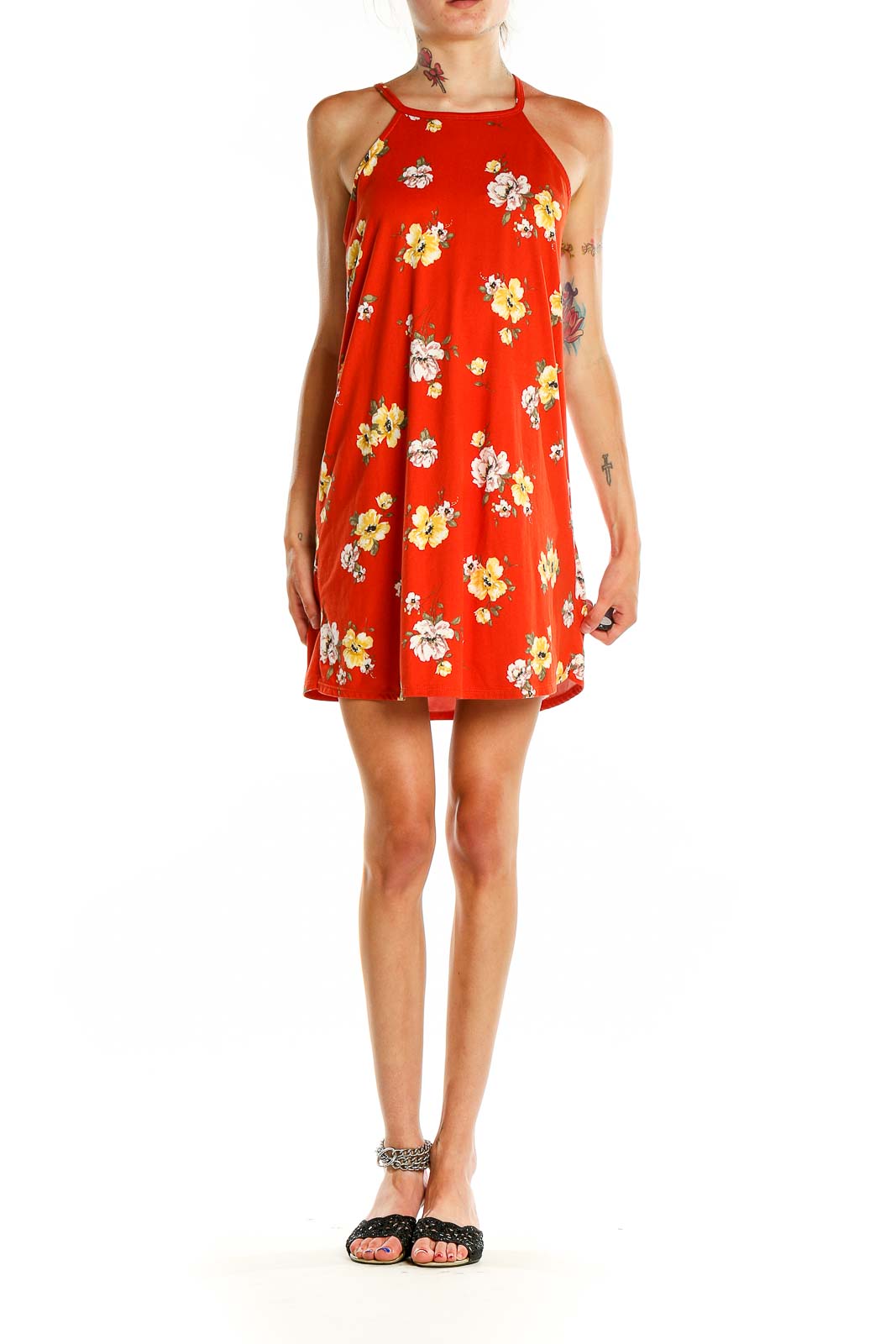 Red Floral Print Day Dress