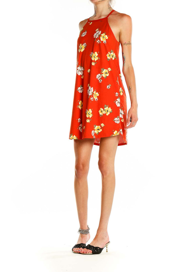 Red Floral Print Day Dress