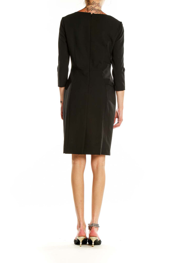 Black Waist Detail Asymmetrical Sheath Dress