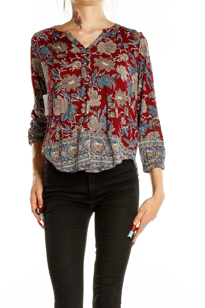 Red Printed Bohemian Top