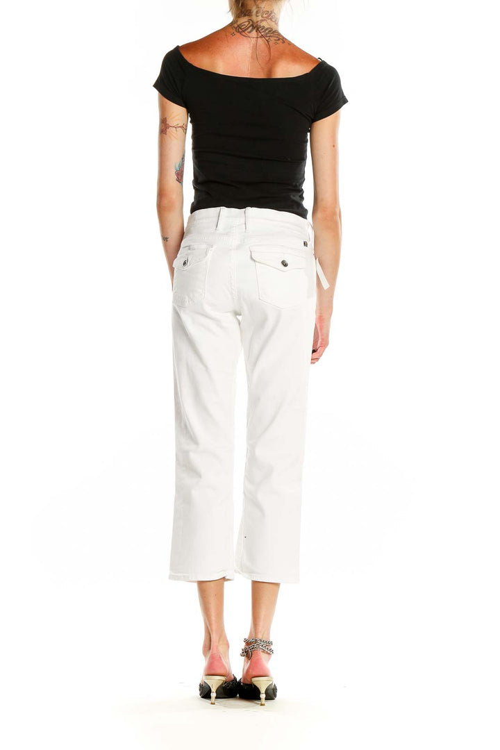 Back view of white cropped denim jeans from Lucky Brand