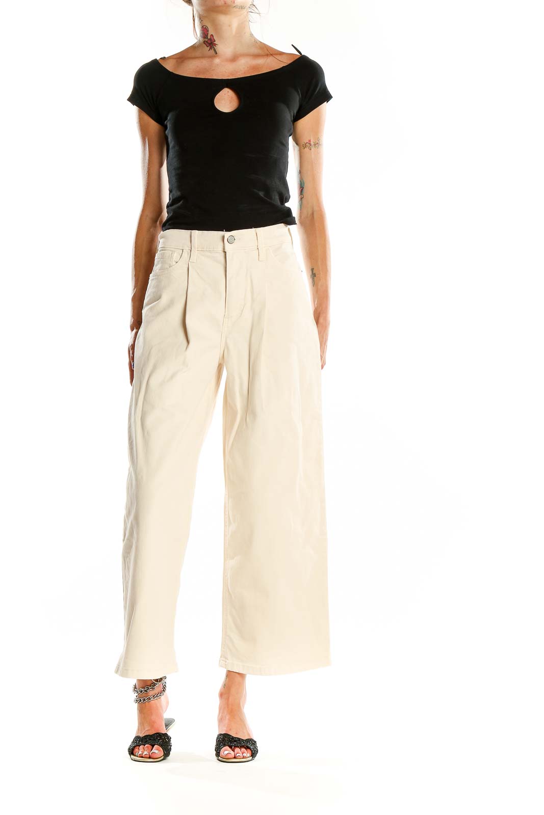 Beige Wide Leg Jean