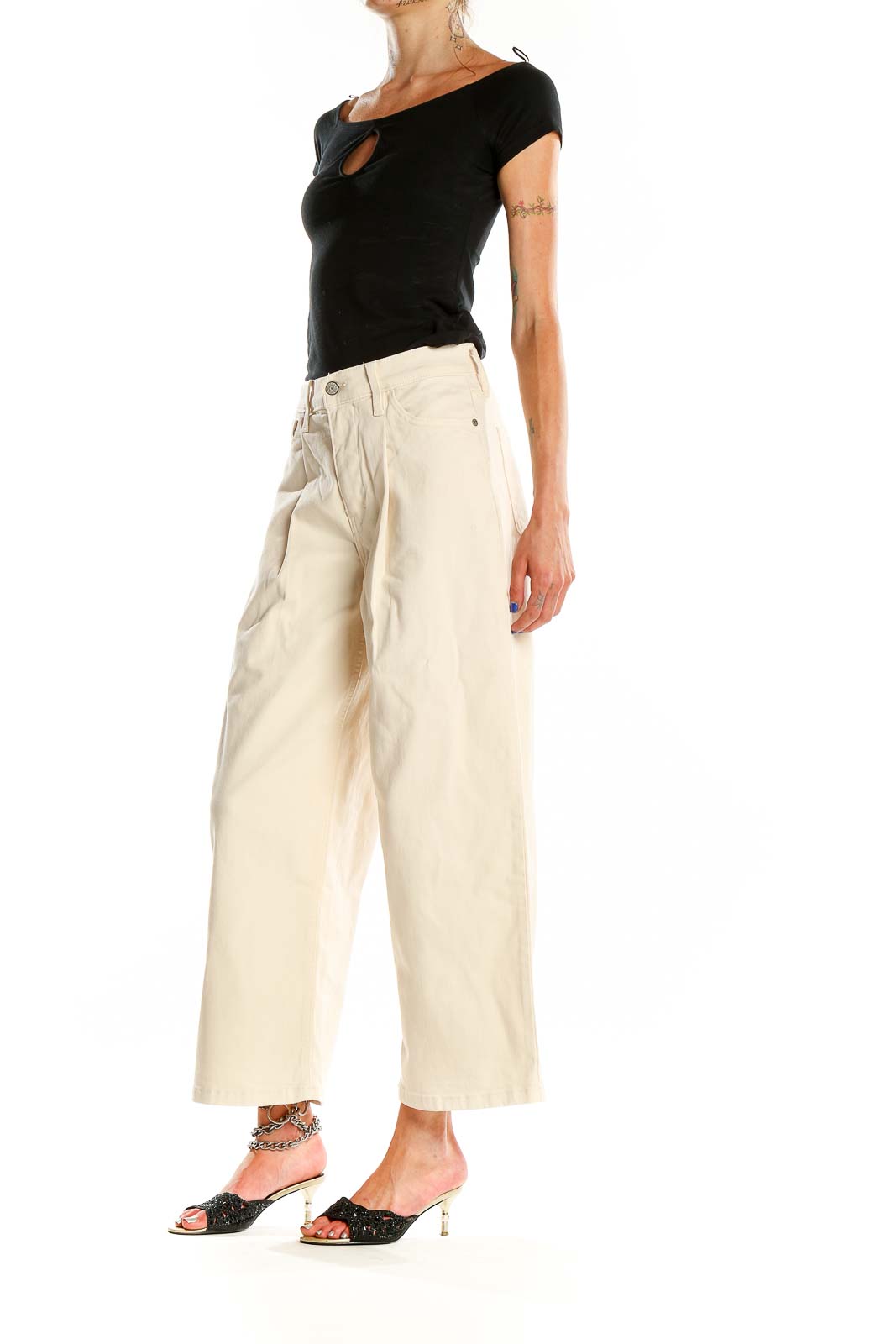 Beige Wide Leg Jean