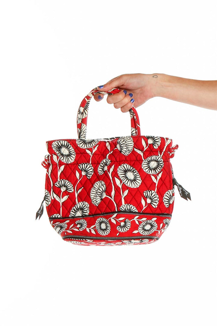 Red Quilted Printed Bag