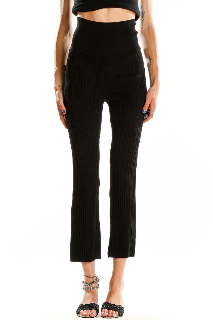 Black Classic Flare Texture Casual Trouser